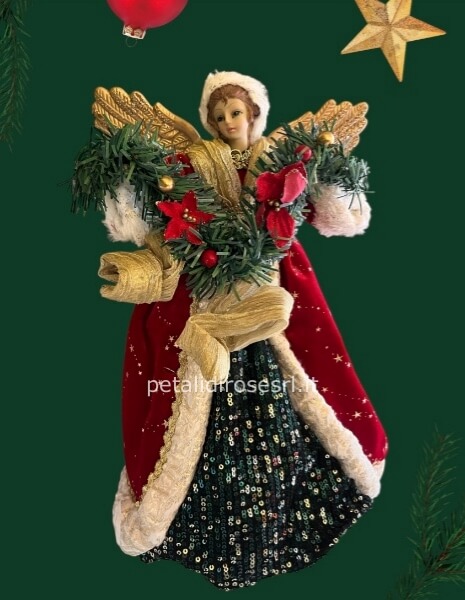 Puntale Albero Angelo Rosso