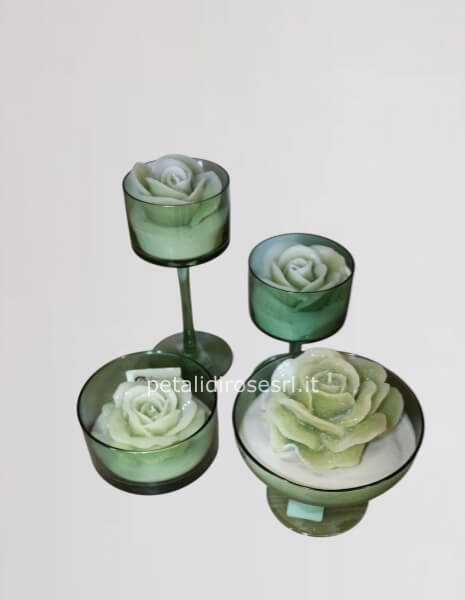 set da 4 pezzi Con Rose Candele