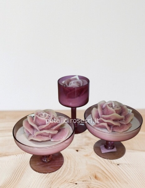 3 rose set con vaso